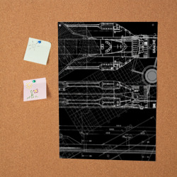 Постер Чертеж ракеты на чёрном фоне - фото 2