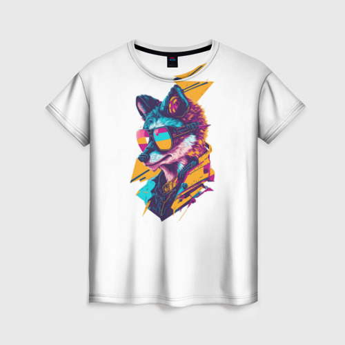 Женская футболка 3D с принтом CyberWolf, вид спереди #2