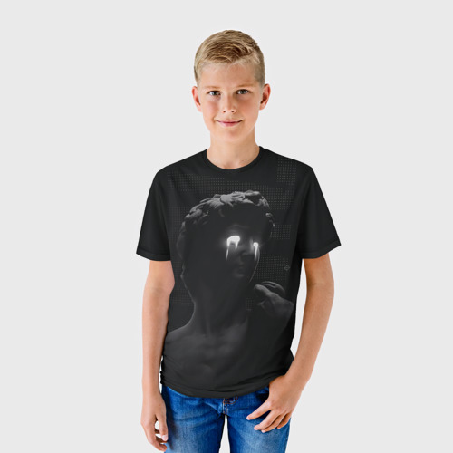 Детская футболка 3D с принтом Статуя Давида Микеланджело, фото на моделе #1