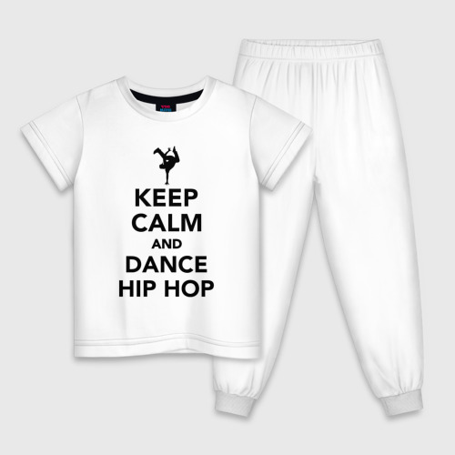 Детская пижама хлопок Keep calm and dance hip hop, цвет белый