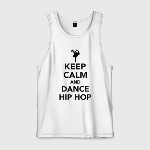 Мужская майка хлопок Keep calm and dance hip hop, цвет белый