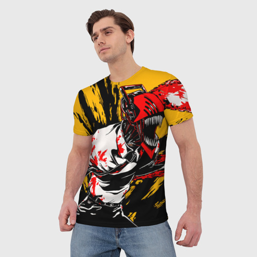 Мужская футболка 3D с принтом Человек бензопила Chainsaw man, фото на моделе #1