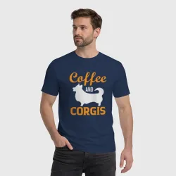 Мужская футболка хлопок Корги и кофе: corgis and coffee - фото 2