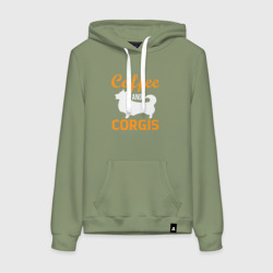 Женская толстовка хлопок Корги и кофе: corgis and coffee