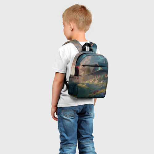 Детский рюкзак 3D с принтом Дорога к красивому дому, фото на моделе #1