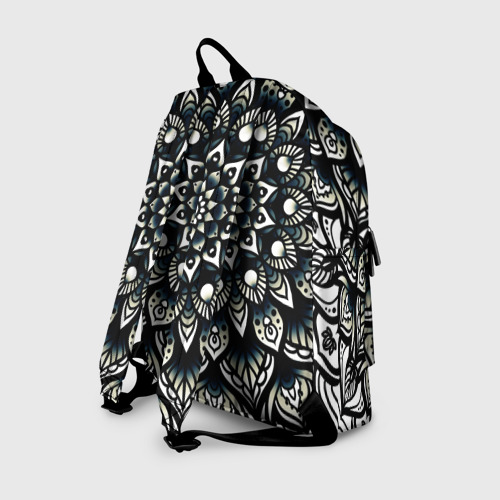 Рюкзак 3D с принтом Мандала чёрно-белая, вид сзади #1
