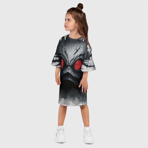 Детское платье 3D с принтом Ночной монстр, фото на моделе #1