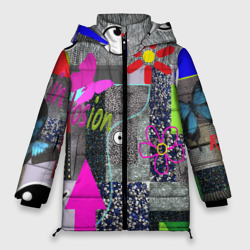 Женская зимняя куртка Oversize Техника пэчворк