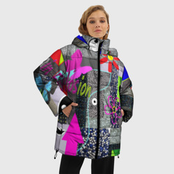 Женская зимняя куртка Oversize Техника пэчворк - фото 2