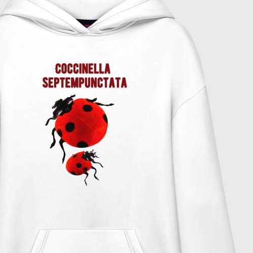 Худи SuperOversize хлопок Coccinella septempunctata Божья коровка, цвет белый - фото 3