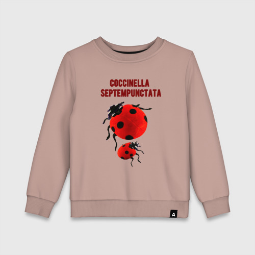 Детский свитшот хлопок Coccinella septempunctata Божья коровка, цвет пыльно-розовый