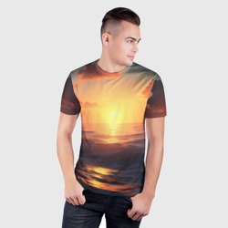 Мужская футболка 3D Slim Закат над морем - фото 2