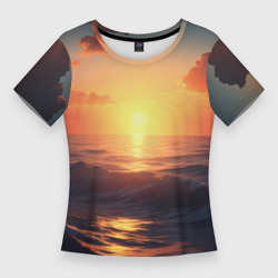 Женская футболка 3D Slim Закат над морем
