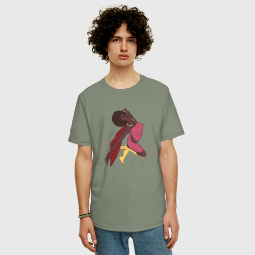 Мужская футболка хлопок Oversize с принтом Супергероиня в полёте стиль комиксов, фото на моделе #1