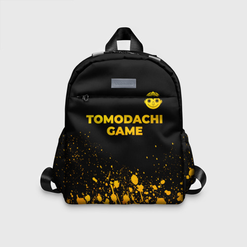 Детский рюкзак 3D с принтом Tomodachi Game - gold gradient: символ сверху, вид спереди #2