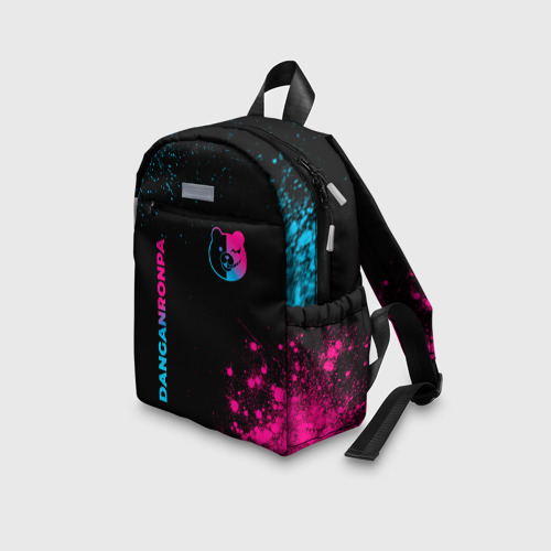 Детский рюкзак 3D с принтом Danganronpa - neon gradient: надпись, символ, вид сбоку #3