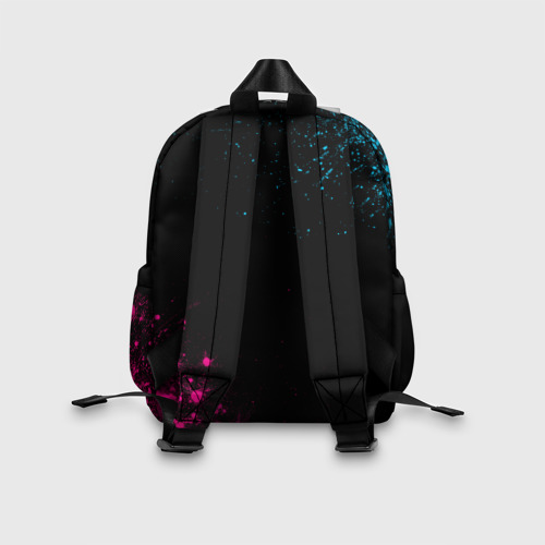 Детский рюкзак 3D с принтом Danganronpa - neon gradient: надпись, символ, вид сзади #2