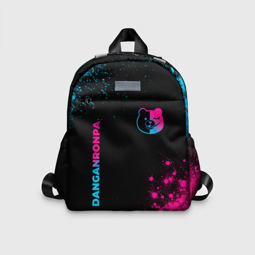 Детский рюкзак 3D с принтом Danganronpa - neon gradient: надпись, символ, вид спереди #2