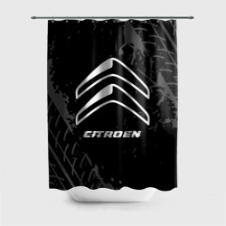 Штора 3D для ванной Citroen Speed на темном фоне со следами шин