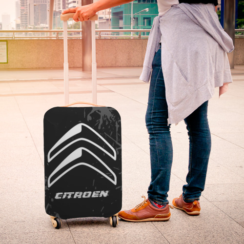 Чехол для чемодана 3D Citroen Speed на темном фоне со следами шин, цвет 3D печать - фото 4
