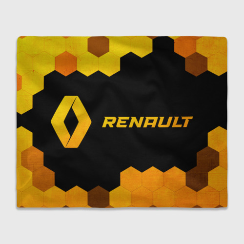 Плед 3D Renault - gold gradient: надпись и символ, цвет 3D (велсофт)