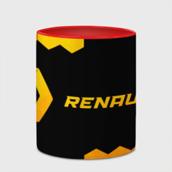 Кружка с принтом Renault - gold gradient: надпись и символ для любого человека, вид спереди №4. Цвет основы: белый + красный