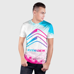 Мужская футболка 3D Slim Citroen neon gradient style - фото 2