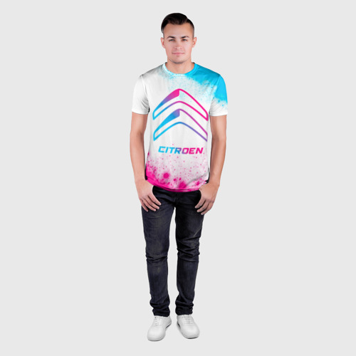 Мужская футболка 3D Slim Citroen neon gradient style, цвет 3D печать - фото 4