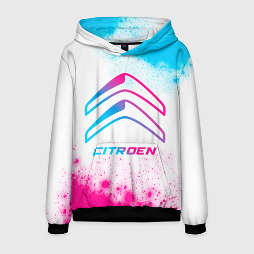 Мужская толстовка 3D Citroen neon gradient style, цвет черный