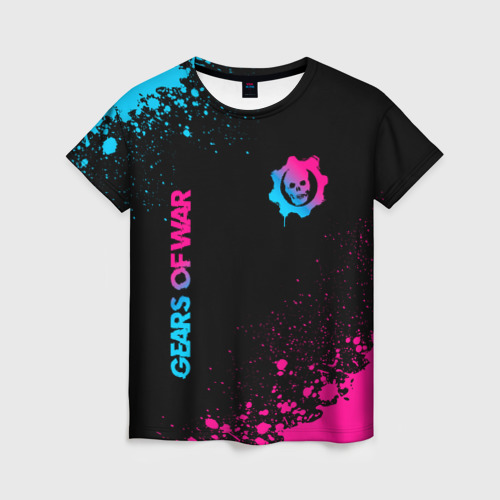 Женская футболка 3D Gears of War - neon gradient: надпись, символ, цвет 3D печать