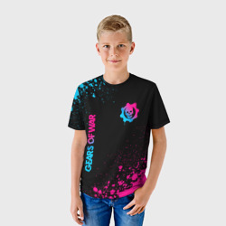 Детская футболка 3D Gears of War - neon gradient: надпись, символ - фото 2