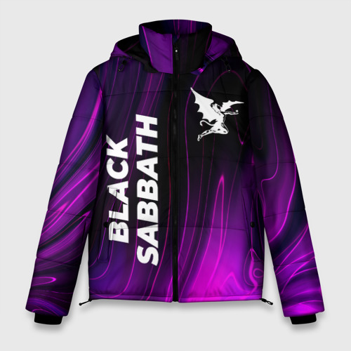 Мужская зимняя куртка 3D Black Sabbath violet plasma, цвет черный