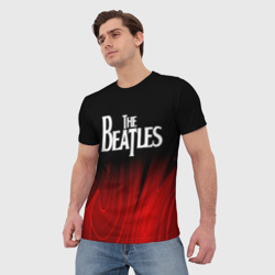 Мужская футболка 3D The Beatles red plasma - фото 2