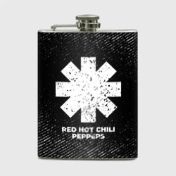 Фляга Red Hot Chili Peppers с потертостями на темном фоне