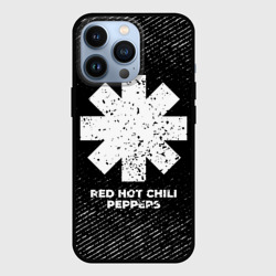 Чехол для iPhone 13 Pro Red Hot Chili Peppers с потертостями на темном фоне