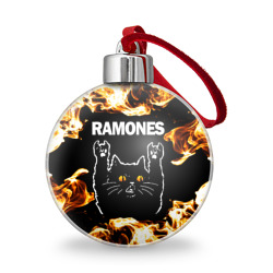 Ёлочный шар Ramones рок кот и огонь