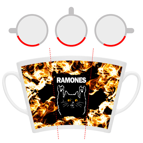 Кружка Латте Ramones рок кот и огонь - фото 6