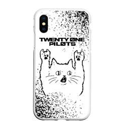 Чехол для iPhone XS Max матовый Twenty One Pilots рок кот на светлом фоне