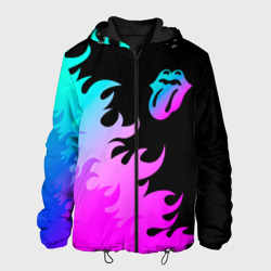 Мужская куртка 3D Rolling Stones неоновый огонь