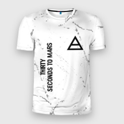 Мужская футболка 3D Slim Thirty Seconds to Mars glitch на светлом фоне: надпись, символ