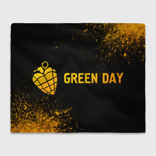 Плед с принтом Green Day - gold gradient: надпись и символ, вид спереди №1
