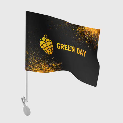 Флаг для автомобиля Green Day - gold gradient: надпись и символ