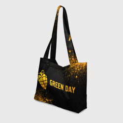 Пляжная сумка 3D Green Day - gold gradient: надпись и символ - фото 2