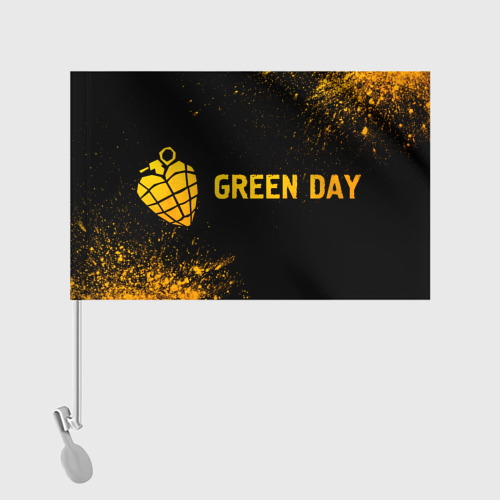 Флаг для автомобиля Green Day - gold gradient: надпись и символ - фото 2
