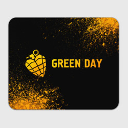 Прямоугольный коврик для мышки Green Day - gold gradient: надпись и символ