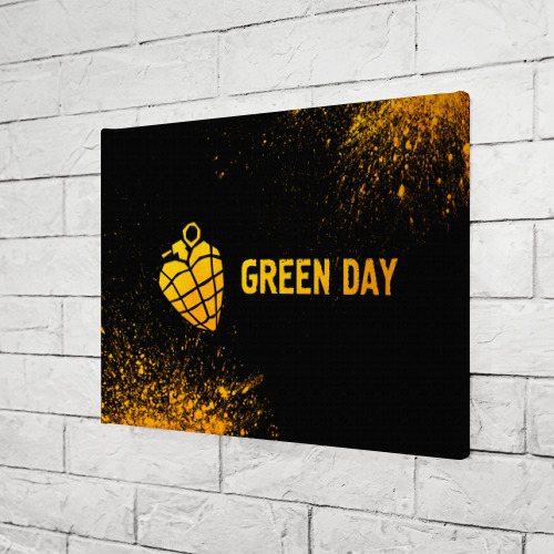 Холст прямоугольный Green Day - gold gradient: надпись и символ, цвет 3D печать - фото 3