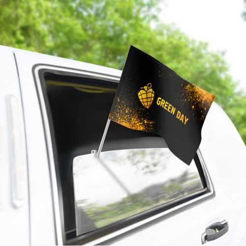 Флаг для автомобиля Green Day - gold gradient: надпись и символ - фото 3