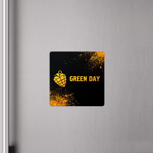Магнит виниловый Квадрат Green Day - gold gradient: надпись и символ - фото 4