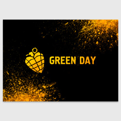 Поздравительная открытка Green Day - gold gradient: надпись и символ