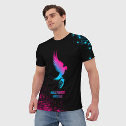 Мужская футболка 3D Hollywood Undead - neon gradient - фото 2